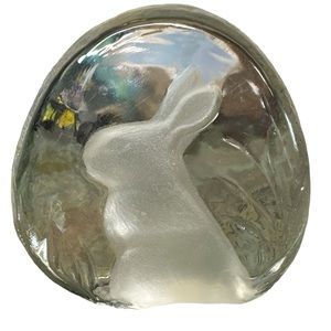 Vintage Crystal Bunny Paperweight Yugoslavia by Zajecar
